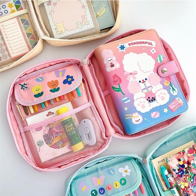 Bentoy Women Korea Ins Bear Cosmetic Cases For Student Girls Large Capacity Pencil Bag Case Holder Home Storage Bag Pouch 210305