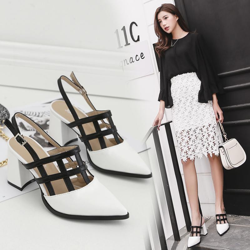 Sandals Spring And Summer Hollow Classic Black White Color Matching Pointed Thick Heels 5803-4Sandals, Multi
Sandals Spring And Summer Hollow Classic Black White Color Matching Pointed Thick Heels 5803-4Sandals, Multi