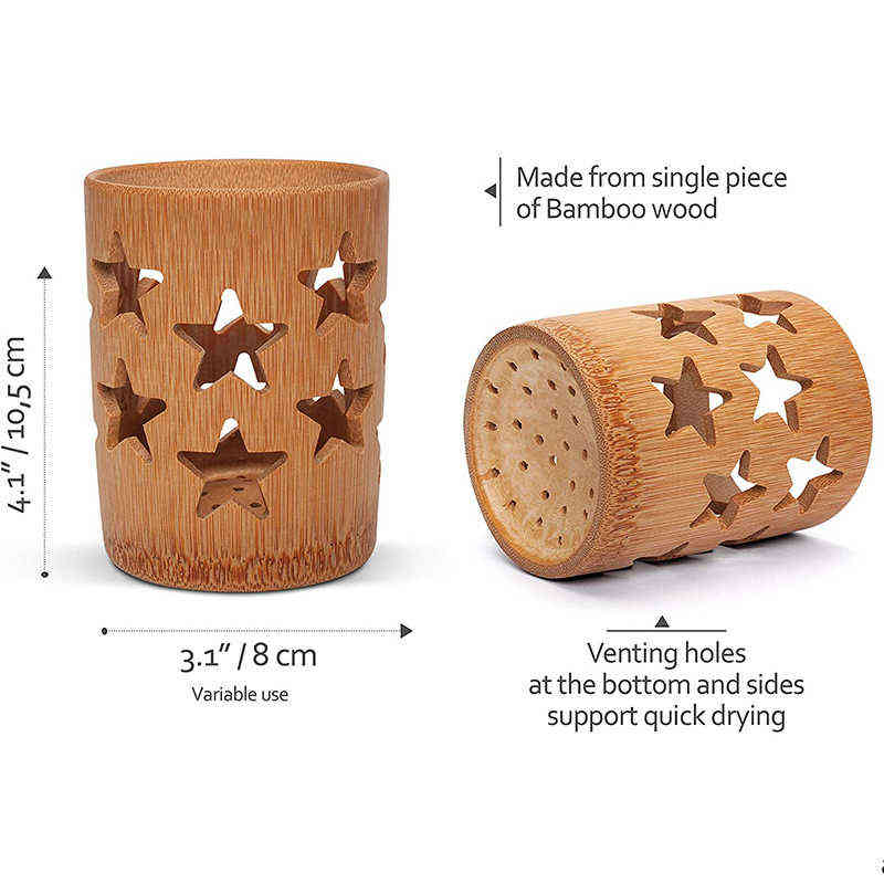 Toothbrush Bamboo Toothbrush Holder for Bathroom Cup with Drainage Quick Drying Toothpaste Degradable 0511
