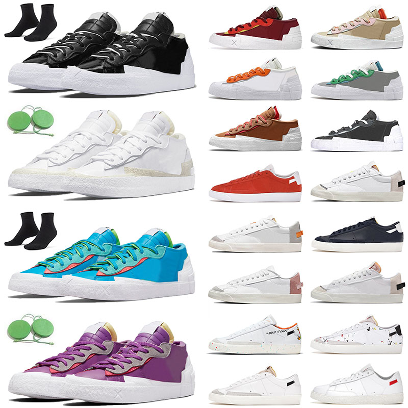 

Newest Blazer Low Sneakers Designer Men Women Patent Running Shoes Blazers Lows Sports Neptune Blue Purple Dusk Reed Team Red Black White Sail Suede Trainers Outdoor, White black 36-45