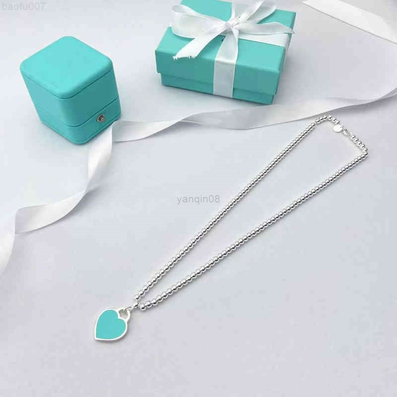 Love Heart Enamel Pendant Necklace S925 Sterling Silver Love Necklace Light Luxury Niche Design Necklace Valentine's Day Birthday Gift G220725