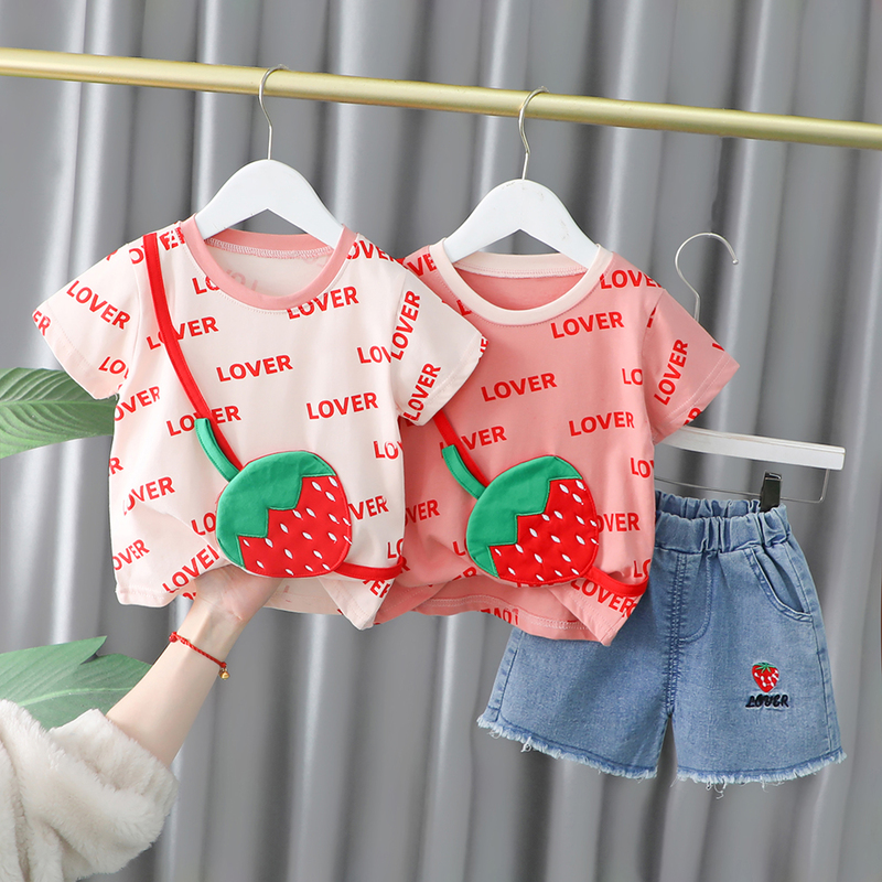 Baby Girl Clothes Sets Summer Fashion Infant Suits Straberry Style Cotton Kids Costom 1-4 Years Child Clothing 220509