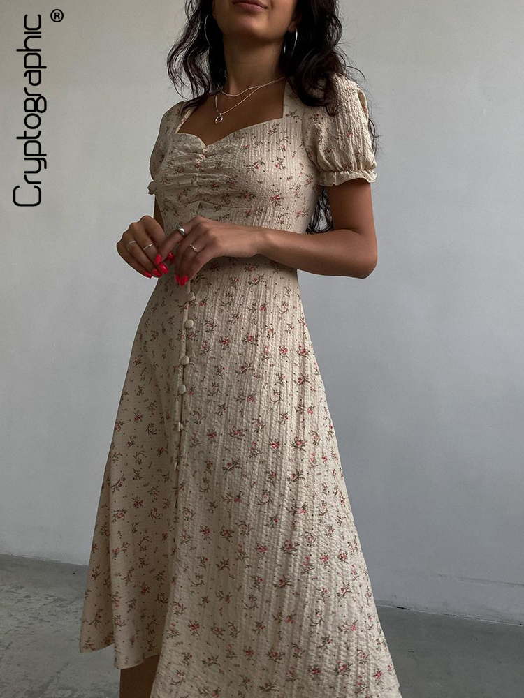 2022 Spring Button Up Holiday Dress Women Elegant Fashion Outfits Puff Sleeve Cottagecore Floral Dresses Clothes, Beige
2022 Spring Button Up Holiday Dress Women Elegant Fashion Outfits Puff Sleeve Cottagecore Floral Dresses Clothes, Beige