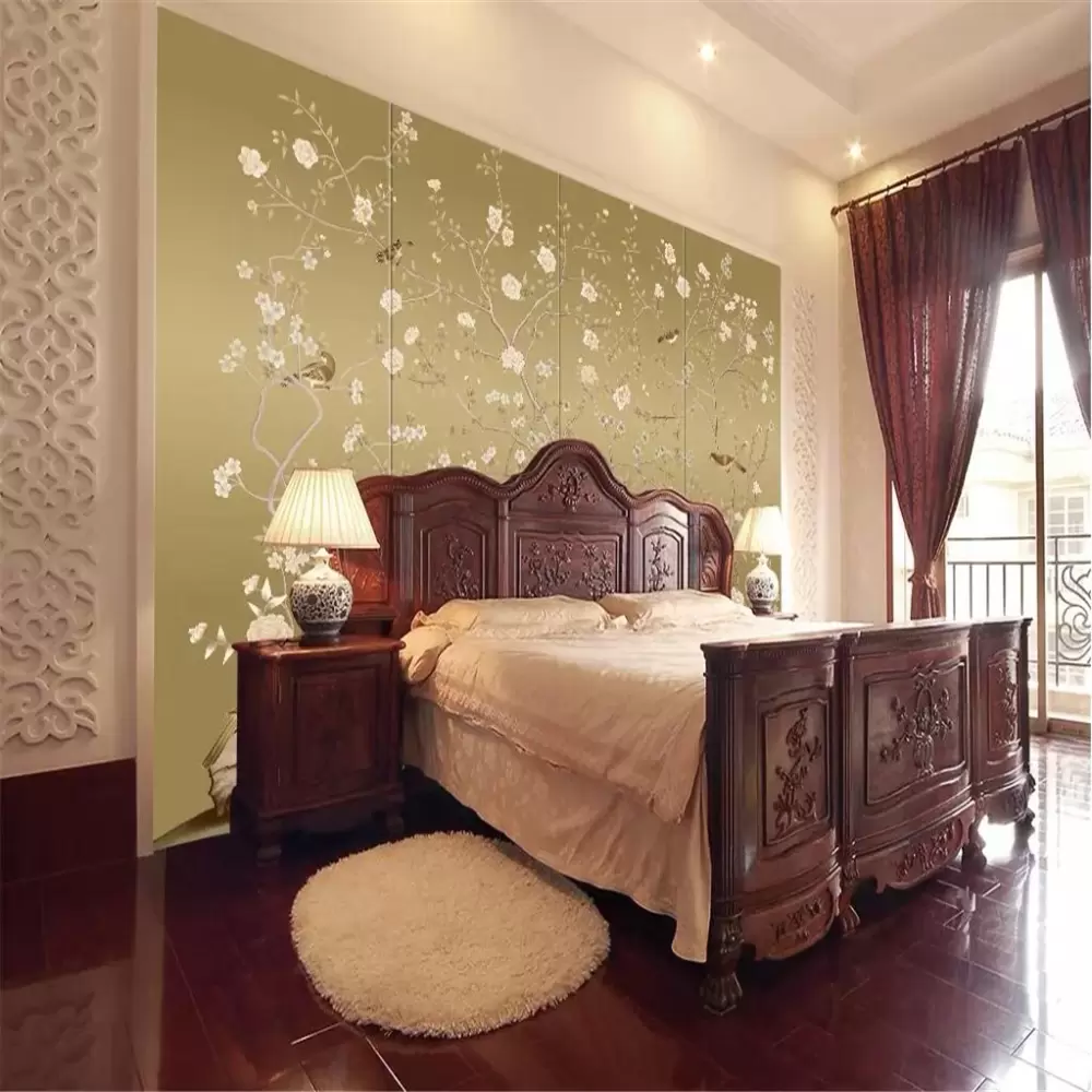 Custom wallpaper photo hand-painted pen and bird picture