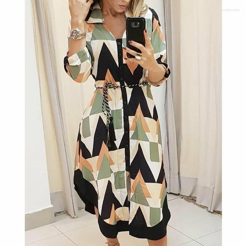 Casual Dresses 2022 Autumn Women' Shirt Dress Lady Wave Print Long Sleeve V-neck Loose Holiday Midi Plus Size Vestido, As photo
Casual Dresses 2022 Autumn Women' Shirt Dress Lady Wave Print Long Sleeve V-neck Loose Holiday Midi Plus Size Vestido, As photo