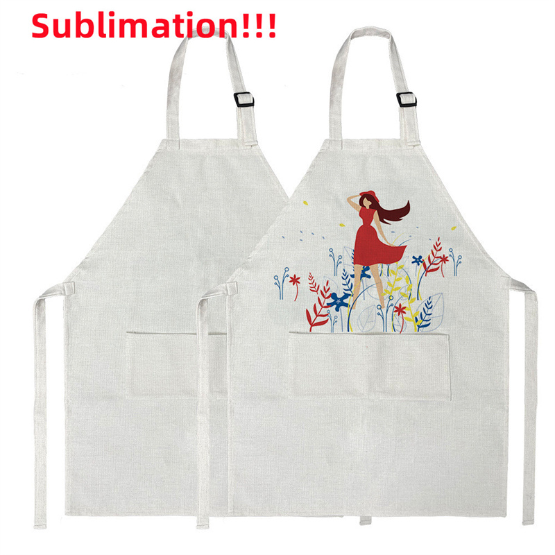 Sublimation Blank Apron DIY Blank Aprons with Pockets Cooking Kitchen Apron for Women Men Blank Bib Apron Drawing Crafting Linen