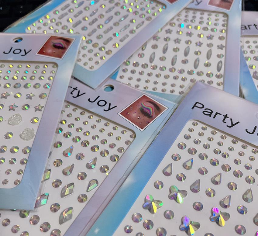 Self-Adhesive Rhinestone Stickers Jewelry Crystal Brads DIY Gems for Face Body Nail Crafts Carnival Party Makeup Perform Eye Shado