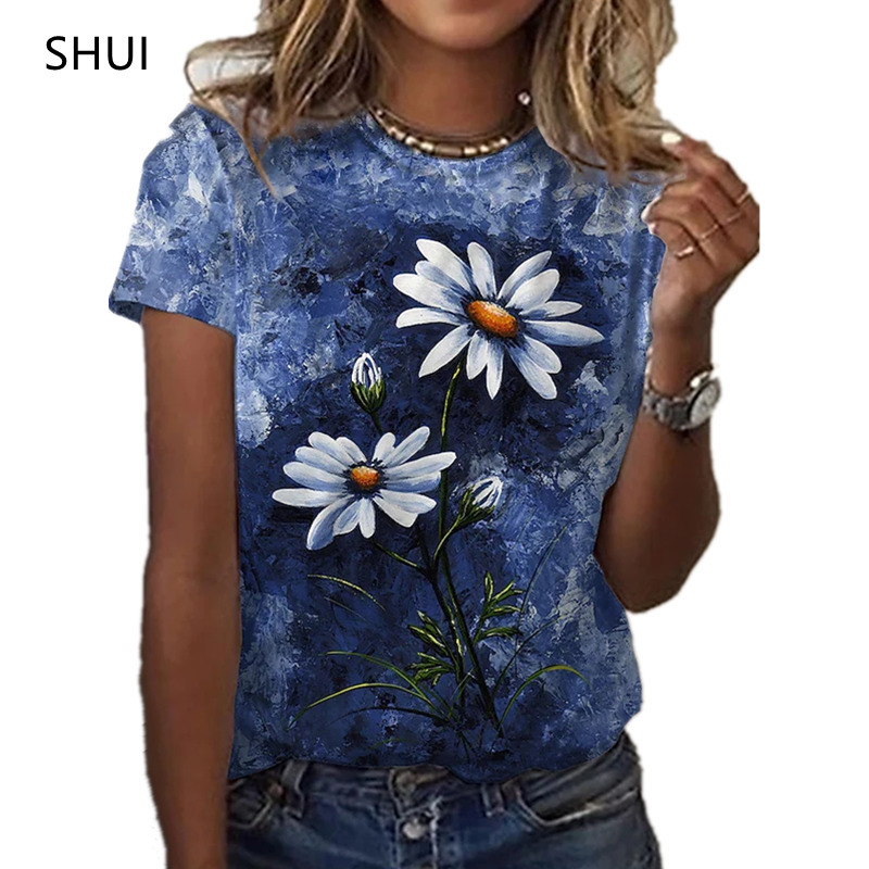 MUSIC T SHIRT Sexy Fashion Ladies Tshirt Summer Loose Womens Floral Print XL Top 3D Printed Abstract Pattern Lovely 220527