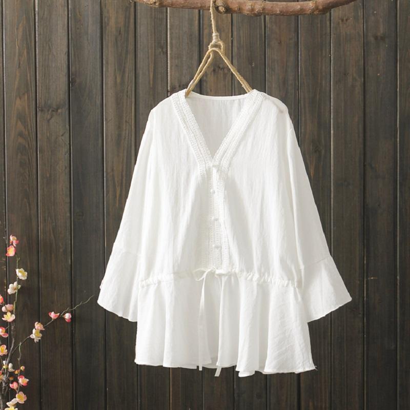 Women's Blouses & Shirts Cotton White Chiffon Women Blouse Summer Design 2022 Sweet Style Bow Neck Flare Sleeved Loose Elegant Female Pulls
Women's Blouses & Shirts Cotton White Chiffon Women Blouse Summer Design 2022 Sweet Style Bow Neck Flare Sleeved Loose Elegant Female Pulls
