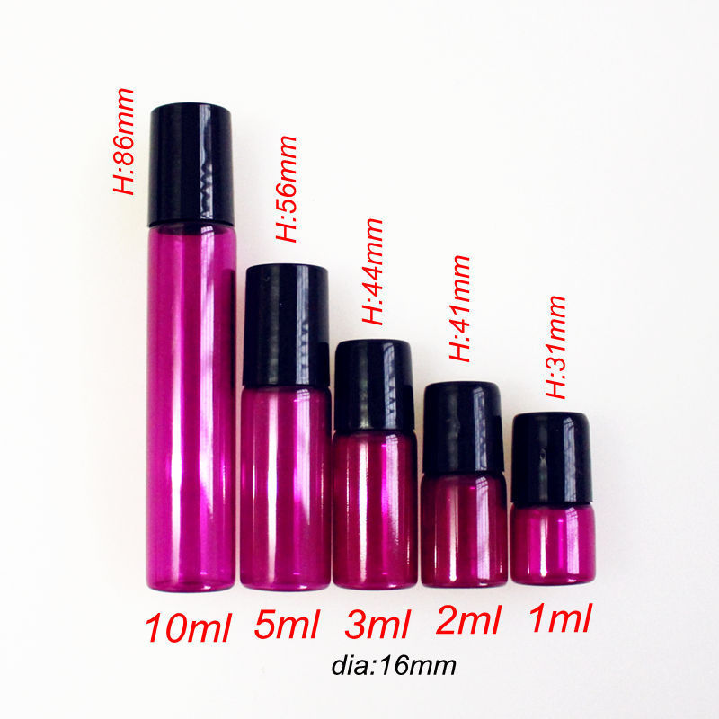 50pcs/lot 1ml 2ml 3ml 5ml 10ml Colorful Perfume Roll on Bottle with Glass/Metal Ball Roller Doterra Essential Oil Vials Thin 220711