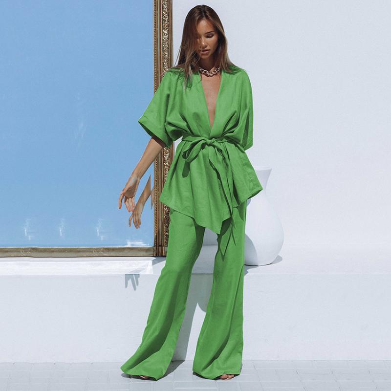 Women' Two Piece Pants Green Trousers Suits Casual Pieces Sets Women Outfits 2022 Summer Fashion Cotton Linen Half Sleeves Shirts Wide Leg
Women' Two Piece Pants Green Trousers Suits Casual Pieces Sets Women Outfits 2022 Summer Fashion Cotton Linen Half Sleeves Shirts Wide Leg