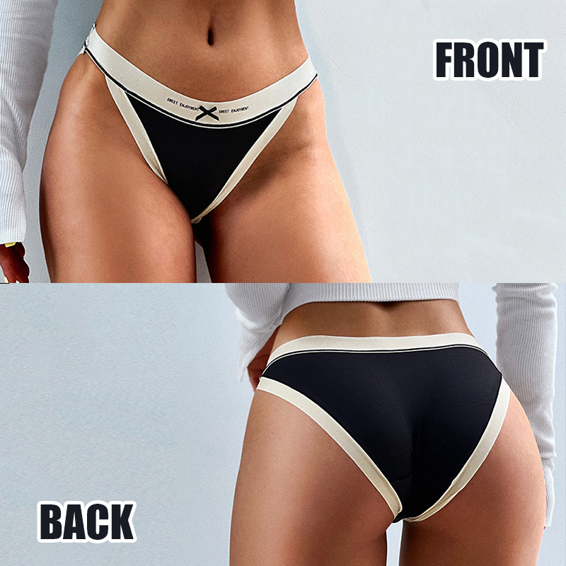 Woman Underwear Sexy Low Waist High Split Panties Seamless Lingerie Soft Breathable Briefs Stitching Color Female Underpants 220511