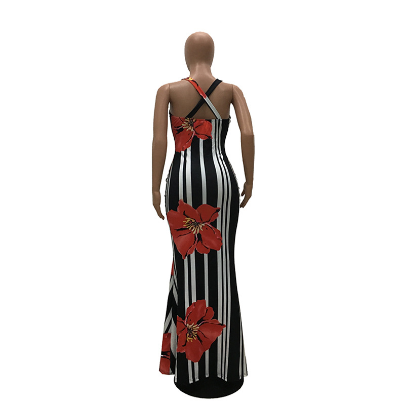 Women's Sleeveless Floral Print Party Beach Evening Long Maxi Dress