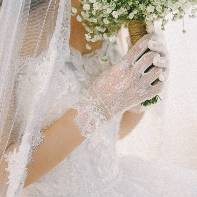 Bow Bridal Gloves Wedding Accessories Fashion Evening Gloves Lace Bowtie Bride Glove