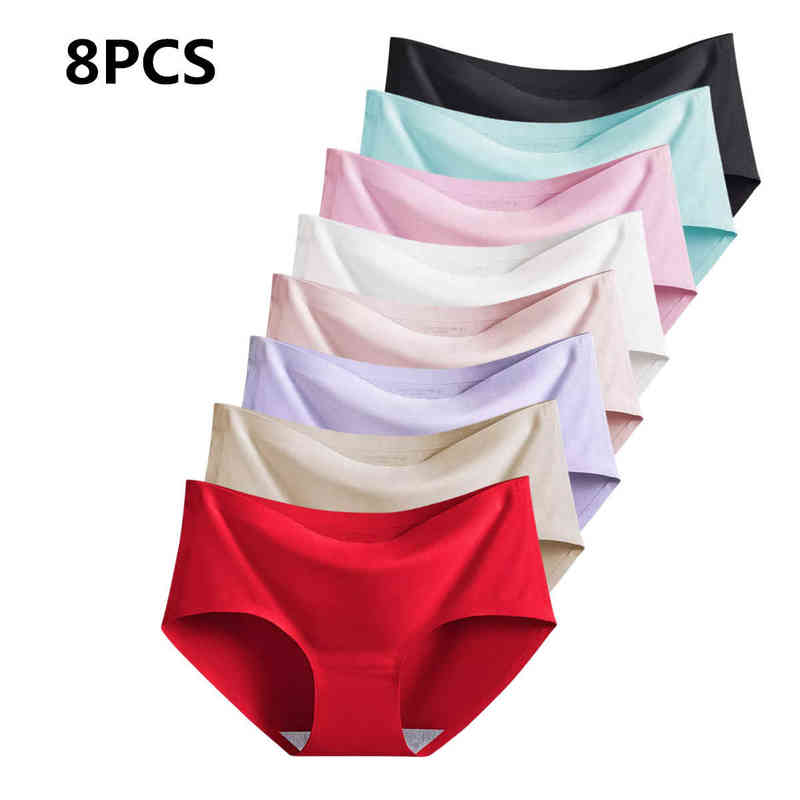Ice silk underwear Women's underwear seamless sexy Panties lingerie female comfortable sports briefs stretch large size 8PCS T220810, 4pink 4white 
Ice silk underwear Women's underwear seamless sexy Panties lingerie female comfortable sports briefs stretch large size 8PCS T220810, 4pink 4white