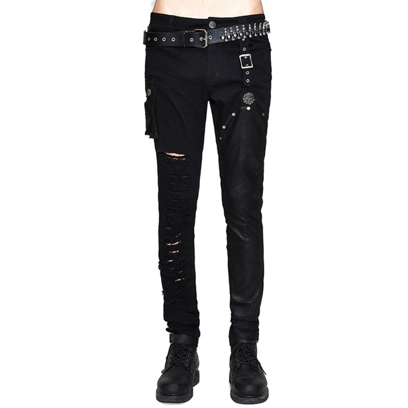 Men' Pants Steampunk Men Casual Black Gothic Personality Men' Long Slightly Elastic Trousers Slim Fit Hole Pencil With PocketMen
Men' Pants Steampunk Men Casual Black Gothic Personality Men' Long Slightly Elastic Trousers Slim Fit Hole Pencil With PocketMen