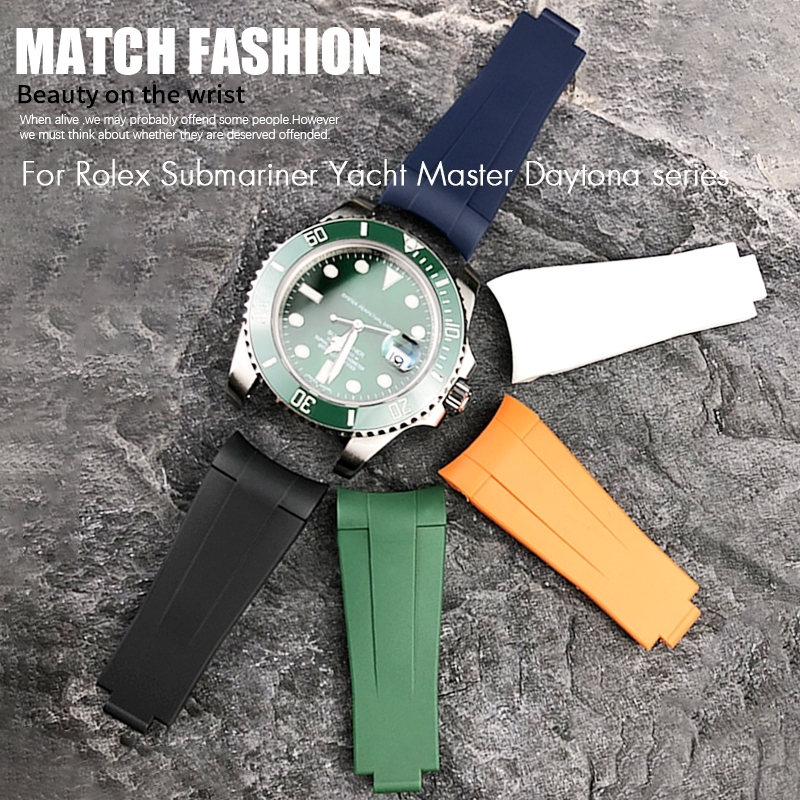 20mm 21mm 19mm 22mm Soft Rubber Watch band fit for Rolex Submariner GMT Silicone Strap Waterproof Watchband Tools 220624