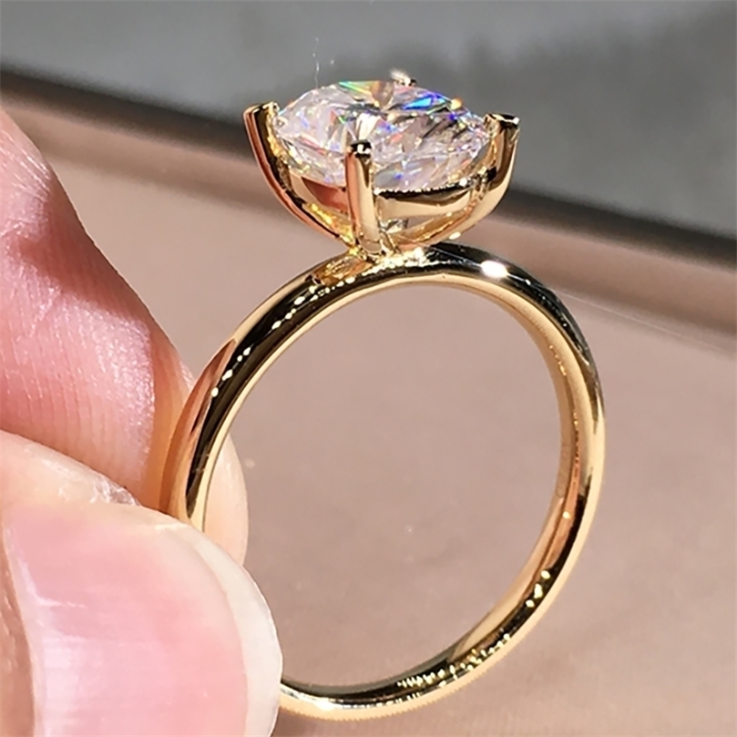 10K Au417 Yellow Gold Women Ring Diamonds 1 2 3 4 5 Carat Oval Wedding Party Engagement Anniversary Ring Trendy 220816