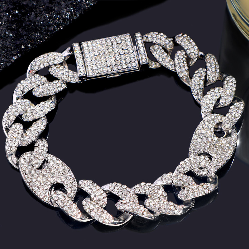 Bling Crystal Pig Nose Cuban Chain Bracelets For Women Men Iced Out Miami Cuban Bracelet Fashion Hip Hop Jewelry Gift 220813
