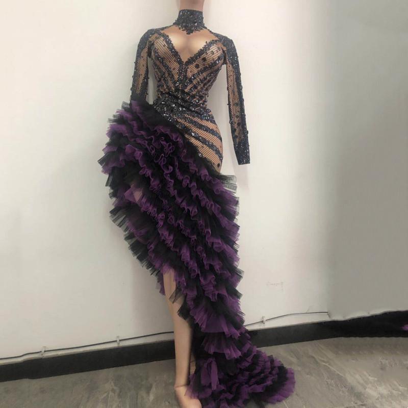 Stage Wear Fashion Crystal Sequins Irregular Mesh Tailing Dress Women Birthday Prom Evening Party Runway Dresses Singer Show WearStage, Purple
Stage Wear Fashion Crystal Sequins Irregular Mesh Tailing Dress Women Birthday Prom Evening Party Runway Dresses Singer Show WearStage, Purple