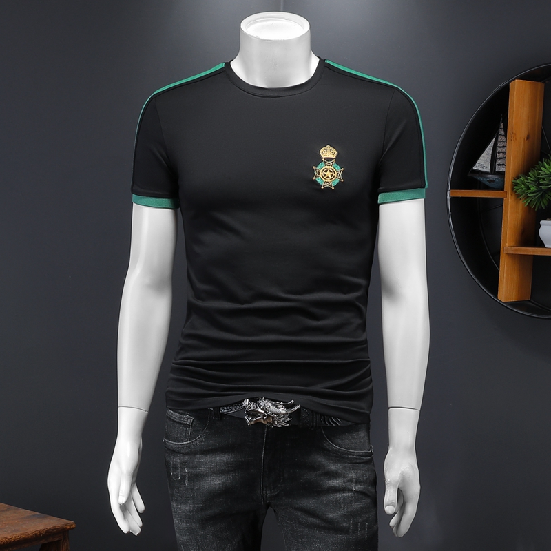 Embroidered short-sleeved T-shirt 2023 summer tops mercerized cotton fashion trend all-match business casual men's bottoming shirt, Black
Embroidered short-sleeved T-shirt 2023 summer tops mercerized cotton fashion trend all-match business casual men's bottoming shirt, Black
