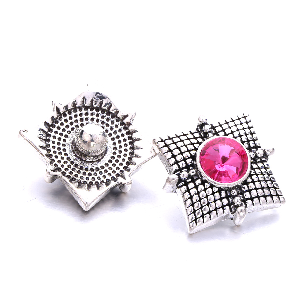 Vintage Square Shape Snap Button Clasps Jewelry findings Rhinestone 18mm Metal Snaps Buttons DIY Necklace Bracelet jewelery