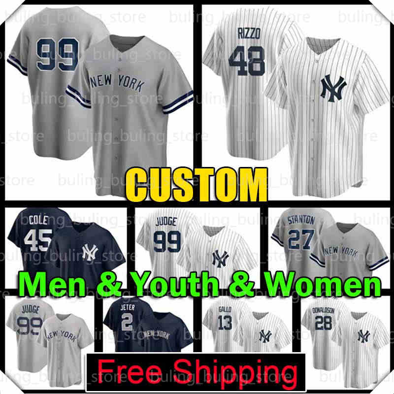 New York''Yankees''Baseball Jersey 48 Anthony Rizzo 99 Aaron Judge 28 Josh Donaldson Dreams 45 Gerrit Cole 2 Derek Jeter Giancarlo Stanton Kyle Higashioka 2022, New men custom cool base(y j-have name)