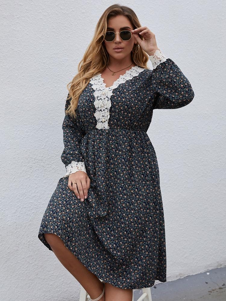 Plus Size Dresses 2022 Women Autumn Winter Long Sleeve Lace Assembled Print Commuter Swing Chic Dress For FashionPlus, Red
Plus Size Dresses 2022 Women Autumn Winter Long Sleeve Lace Assembled Print Commuter Swing Chic Dress For FashionPlus, Red