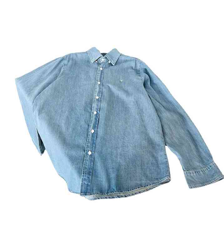 Women's Blouses & Shirts embroidered slub cotton washed used denim shirt lovers loose casual