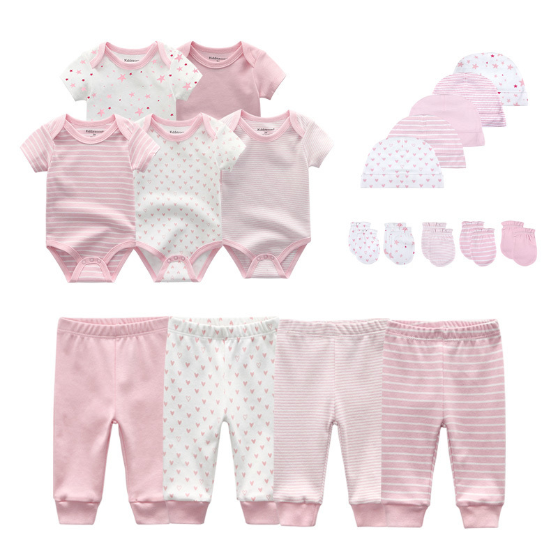 Solid Unisex Born Baby Boy Clothes Bodysuits+Pants+Hats+Gloves Girl Cotton Clothing Sets Roupa de 220509