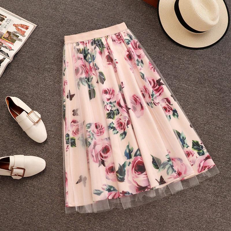 Skirts High Quality Women Irregular T-Shirt Mesh Long Skirt Suits Bowknot Solid Top Vintage Floral Sets Elegant Woman 2 Piece Set