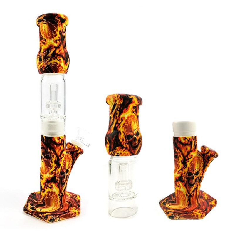 Hookahs Flame Silicone Bongs colorful water pipe oil smoking Dab Rigs Removable Straight With Glass Bowl
Hookahs Flame Silicone Bongs colorful water pipe oil smoking Dab Rigs Removable Straight With Glass Bowl