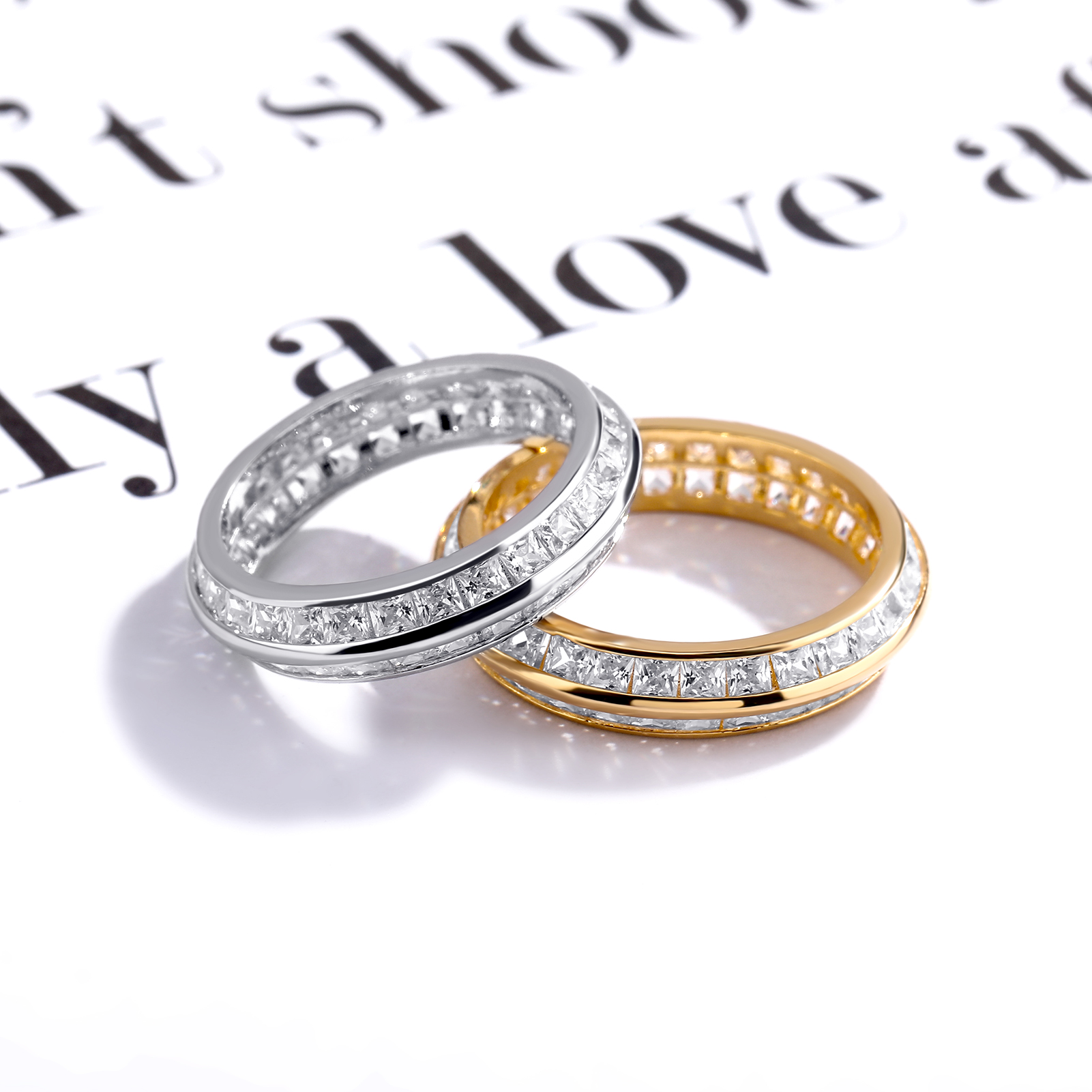 New Charm High Quality Male Female Rings Gold Bling Bling Hip Hop Punk Rock Grunge Baguette Cubic Zirconia Ring Fashion Hip Hop Jewelry For Party Punk
