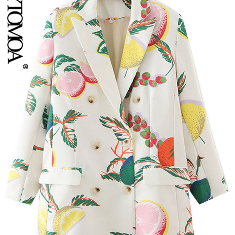 KPYTOMOA Women Fashion Double Breasted Fruit Print Blazers Coat Vintage Long Sleeve Pockets Female Outerwear Chic Tops 220402, As picture
KPYTOMOA Women Fashion Double Breasted Fruit Print Blazers Coat Vintage Long Sleeve Pockets Female Outerwear Chic Tops 220402, As picture
