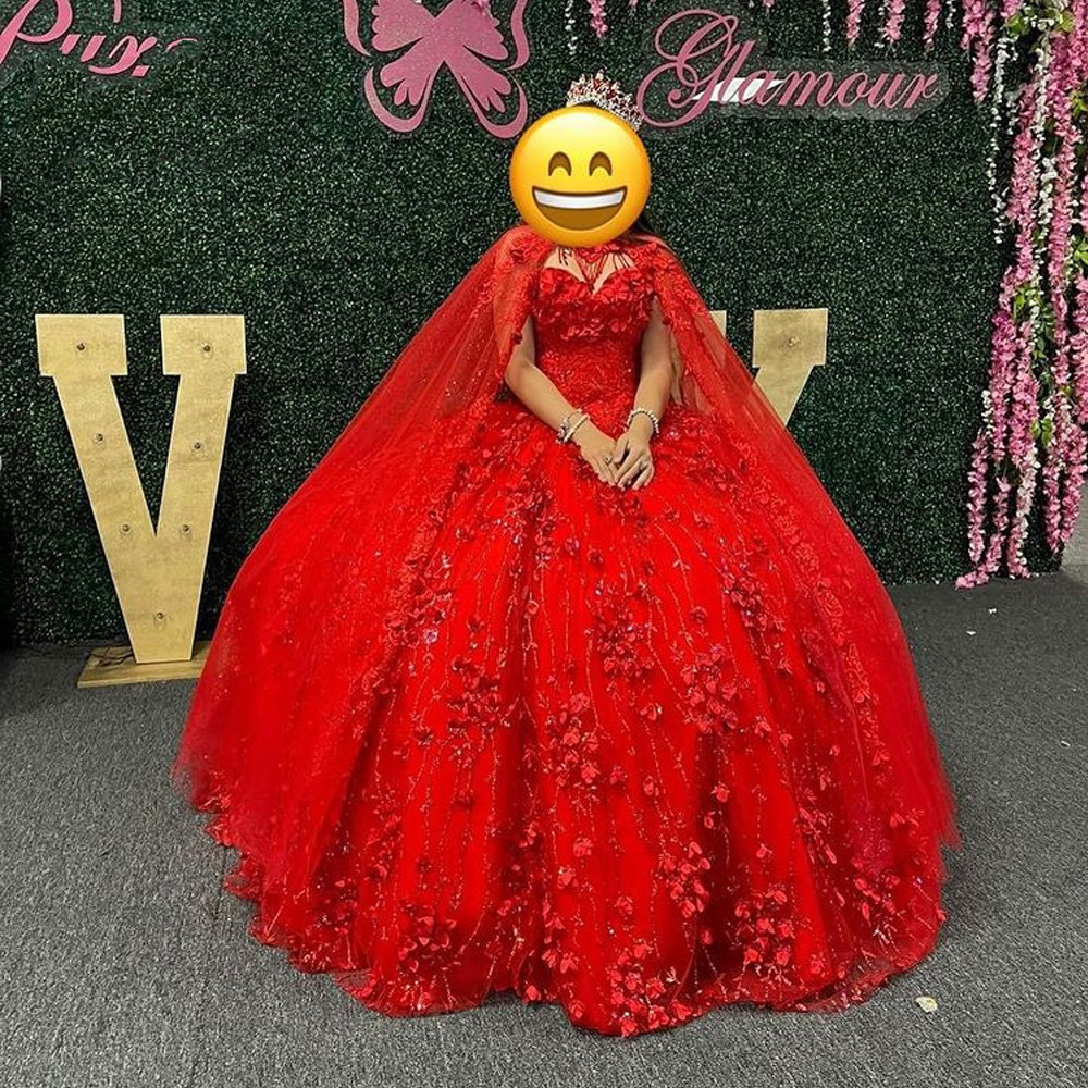 Emerald Green Quinceanera Dresses Ball Gown Off The Shoulder With Capes Sweet 16 Girls Princess vestidos de quinceanera 15 nera