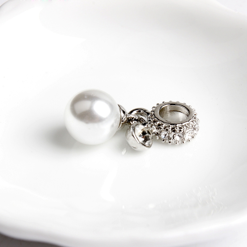 925 Sterling Silver Dangle Charm Clear CZ White Pearl Pendant Beads Bead Fit Charms Bracelet DIY Jewelry Accessories