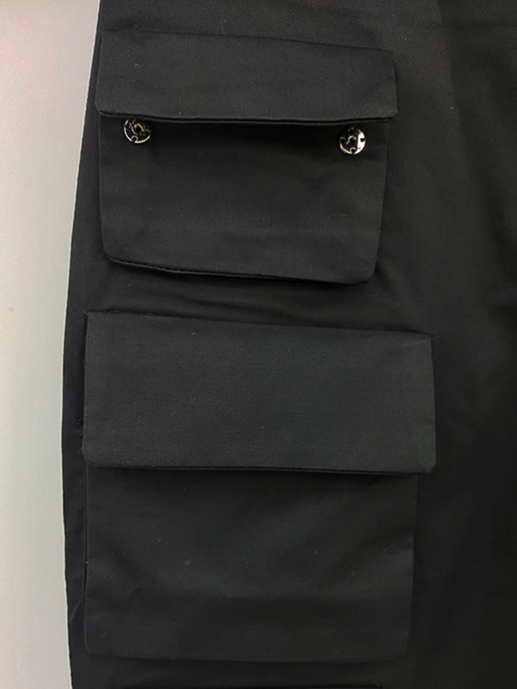 DEAT Autumn Functional Wind Heavy Industry High Waist Straight Pants Black White Thin Multi Pocket Overalls 7I0208 220325