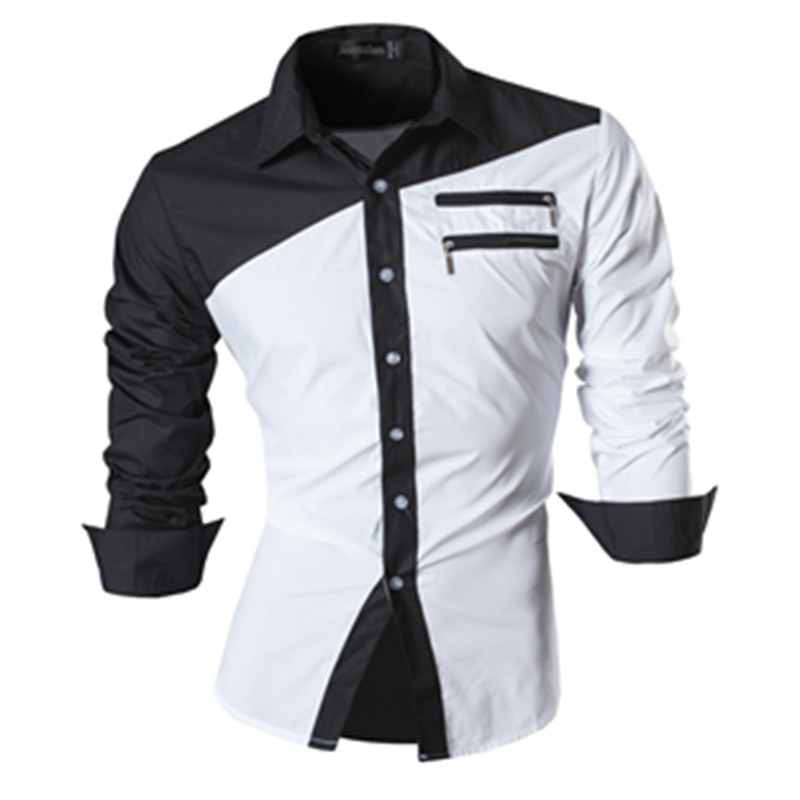 jeansian Spring Autumn Features Shirts Men Casual Long Sleeve Casual Slim Fit Male Shirts Zipper Decoration (No Pockets) Z015 220330