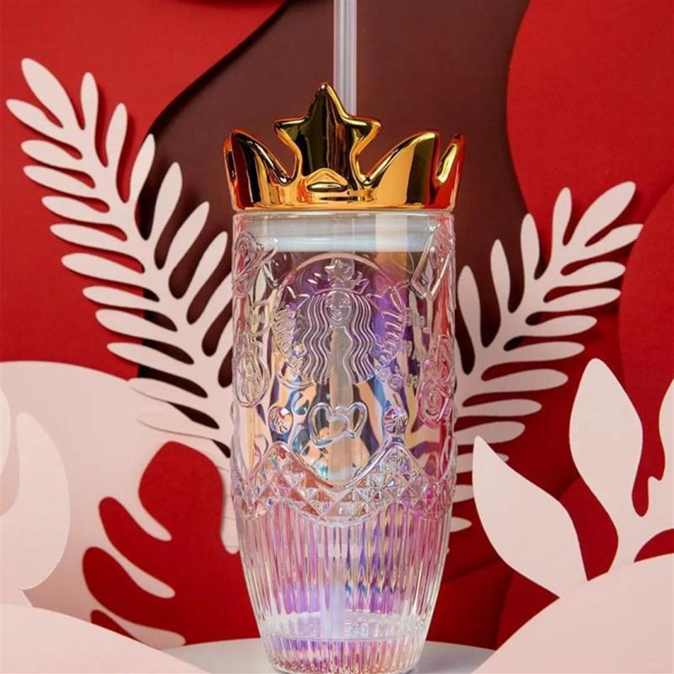 The New Starbucks Valentine's Day dazzle colour Crown glass straw cup 430ML Relief Mermaid logo Coffee mug 18oz Ice cup218o, Clear
The New Starbucks Valentine's Day dazzle colour Crown glass straw cup 430ML Relief Mermaid logo Coffee mug 18oz Ice cup218o, Clear