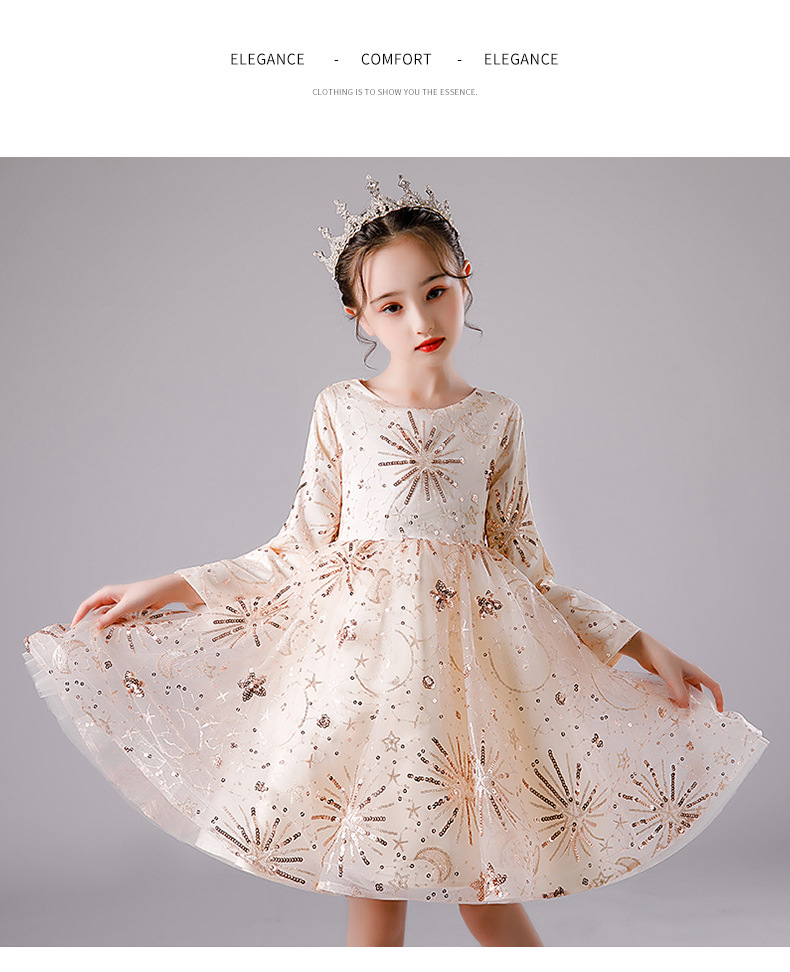 2023 New Year's pink Sequins Flower Girls Dresses for Wedding Off Shoulder Cap Sleeves First holy Communion Dress Kids Prom Dress Girls Pageant G