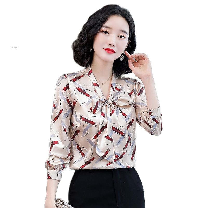 2022 Casual Women Designer Print Shirt Long Sleeve Bow Silk Blouses Fine Elegant Lapel Office Lady Button Down Shirts Runway Spring Autumn Woman Tops And Blouse, Champagne
2022 Casual Women Designer Print Shirt Long Sleeve Bow Silk Blouses Fine Elegant Lapel Office Lady Button Down Shirts Runway Spring Autumn Woman Tops And Blouse, Champagne