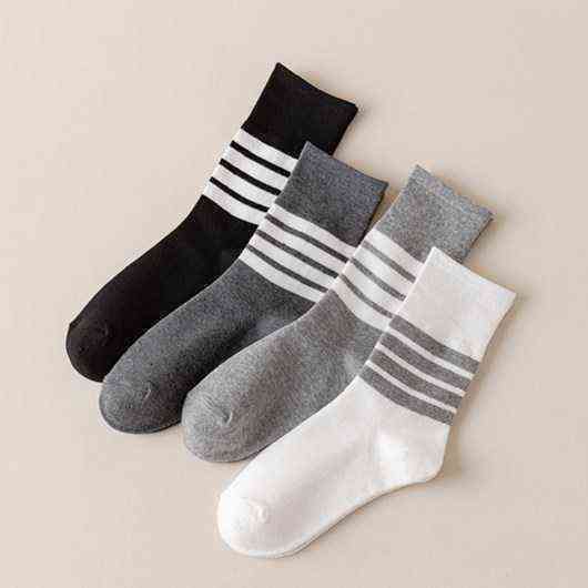Autumn and winter Japan and South Korea medium long tube cotton stripe four bar TB trend cotton socks solid color versatile socks, Beige
Autumn and winter Japan and South Korea medium long tube cotton stripe four bar TB trend cotton socks solid color versatile socks, Beige