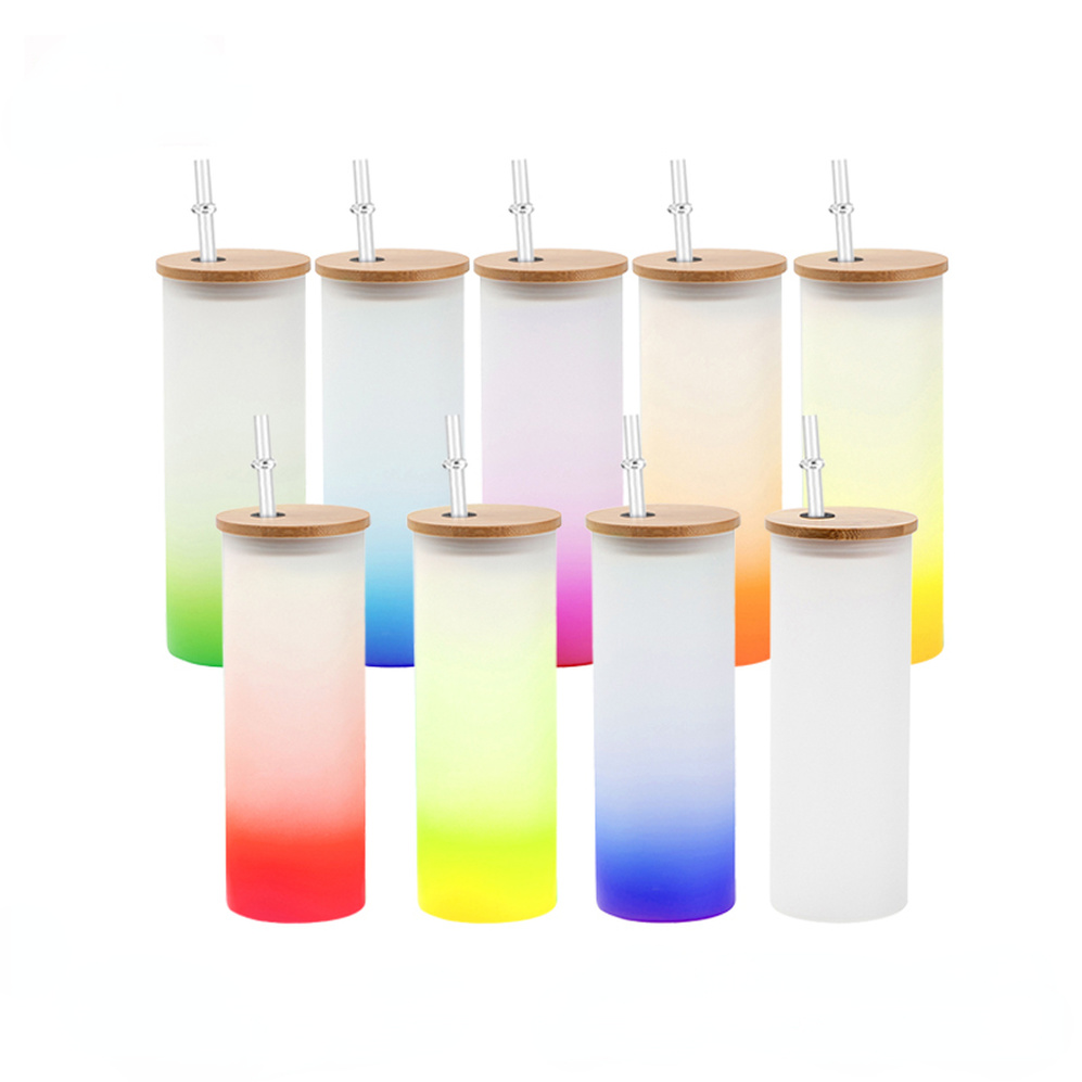 18oz Sublimation Glass Tumbler Colored Gradient Frosted Straight Cup with Bamboo Lids and Plastic Straw Mug sxjun7, White
18oz Sublimation Glass Tumbler Colored Gradient Frosted Straight Cup with Bamboo Lids and Plastic Straw Mug sxjun7, White