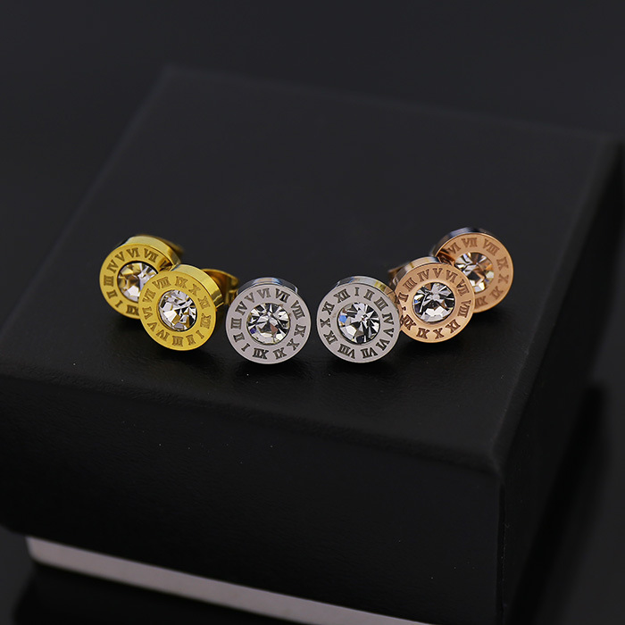 Cute Size Luxury Designer Studs Earrings B Letter Stainless Steel Fashion Earrings With Single Diamond For Women Wholesale