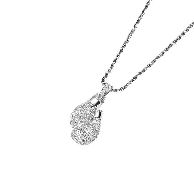 Boxing Glove Pendant Necklaces Mens Twisted Chain Hip Hop Jewelry Necklace Bracelets Gold Silver Miami Hiphop ALIN0004