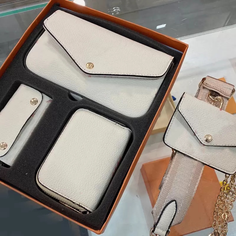 Fashion Shoulder Bags Women Handbags Wallet 3pcs Set Multi Pochette Classic Letter Old Flower Clucth Chain Crossbody Bag Purse Detchable Adjustable Tw