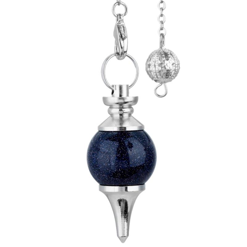 Pendant Necklaces SUNYIK Blue Sand Stone Ball Healing Dowsing Reiki Chakra Pendulum With Chain
Pendant Necklaces SUNYIK Blue Sand Stone Ball Healing Dowsing Reiki Chakra Pendulum With Chain
