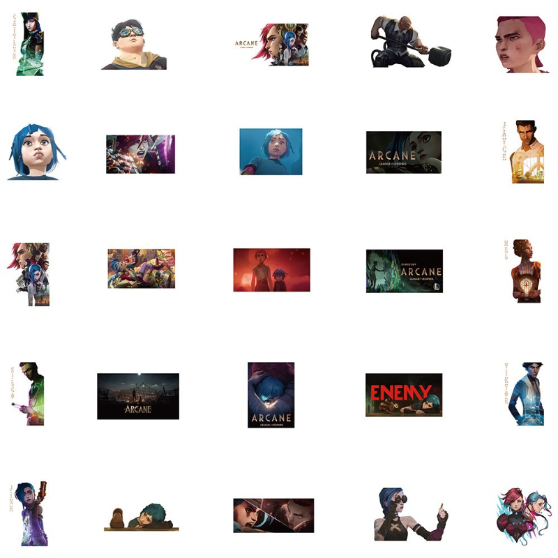 50Pcs/Lot Hot Arcane League of Legends Stickers jinx Graffiti Stickers for DIY Luggage Laptop Skateboard Motorcycle Bicycle Sticker