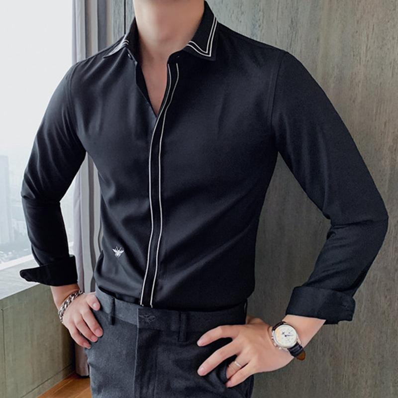 Men's Dress Shirts Brand Fashions Long Sleeve Men Shirt Design Streetwear Japan Style Clothes Black Striped Hairdresser Chic Tops W123Men's, White
Men's Dress Shirts Brand Fashions Long Sleeve Men Shirt Design Streetwear Japan Style Clothes Black Striped Hairdresser Chic Tops W123Men's, White