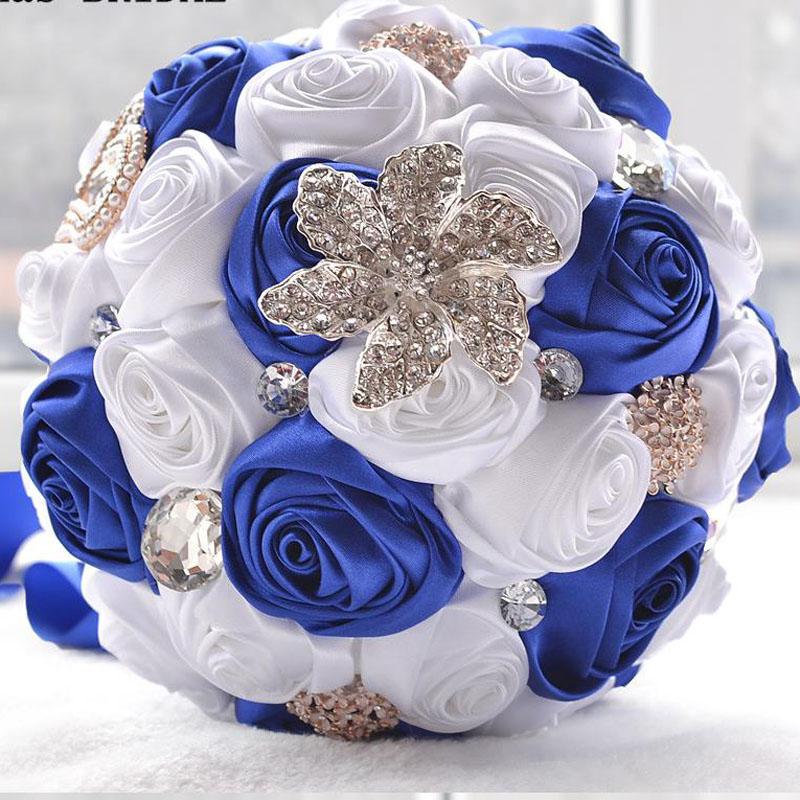 Handmade Rose New Bridal Bouquet Wedding Accessories Brooch Crystal Pearl Wedding Bouquet Holding Flowers